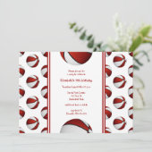 rode witte basketbal verjaardag of teamparty kaart (Staand voorkant)