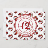 rode witte basketbal verjaardag of teamparty kaart (Achterkant)