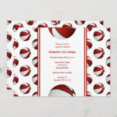 rode witte basketbal verjaardag of teamparty kaart (Voorkant / Achterkant)