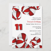 Rode witte basketballen kinder sportverjaardag kaart (Voorkant)