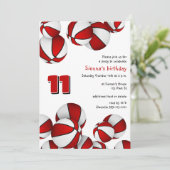 Rode witte basketballen kinder sportverjaardag kaart (Staand voorkant)