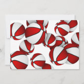 Rode witte basketballen meisjes verjaardagsfeestje kaart (Achterkant)