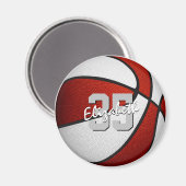 Rode witte basketbalteam feestartikelen magneet (Voorkant / Achterkant)