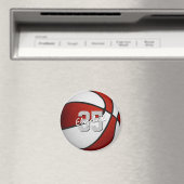 Rode witte basketbalteam feestartikelen magneet (Insitu (Vaatwasser))