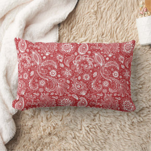 Rode witte batik boho stijl bloem paisley patroon kussen