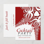 Rode Witte Batik Cocktail Feest Uitnodigingskaart Uitnodiging Briefkaart (Voorkant / Achterkant)