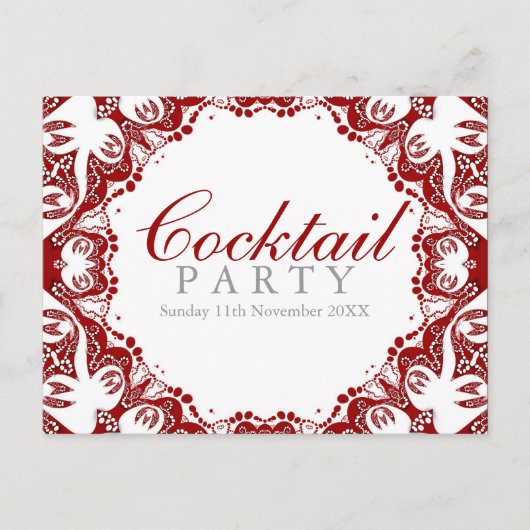 Rode Witte Batik Spirit Cocktailparty Uitnodiging (Voorkant)