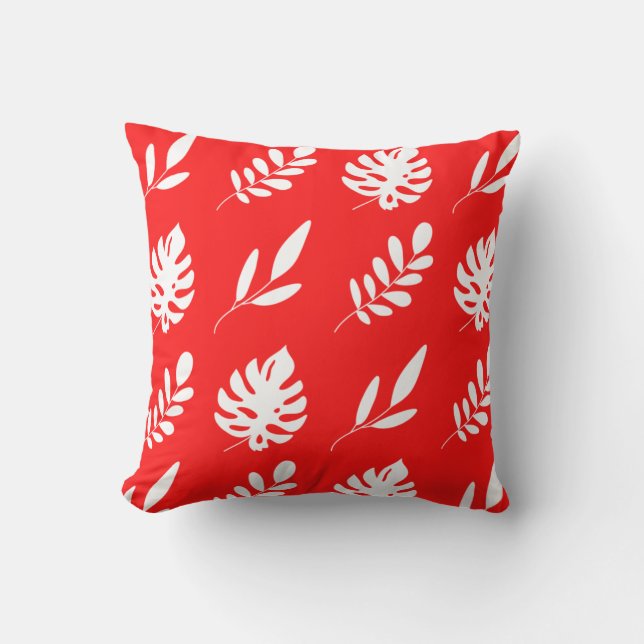 Rode witte bladeren kussen (Voorkant)