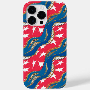 RODE WITTE BLAUW GOLD PATRIOTISCHE STARS STRIPES Case-Mate iPhone 14 PRO MAX HOESJE