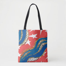 RODE WITTE BLAUW GOLD PATRIOTISCHE STARS STRIPES TOTE BAG