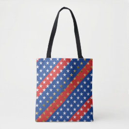 RODE WITTE BLAUW GOLD PATRIOTISCHE STARS STRIPES TOTE BAG
