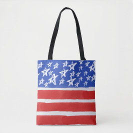 RODE WITTE BLAUW GOLD PATRIOTISCHE STARS STRIPES TOTE BAG