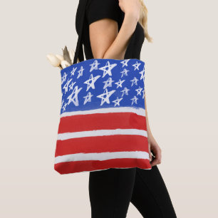 RODE WITTE BLAUW GOLD PATRIOTISCHE STARS STRIPES TOTE BAG