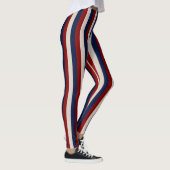 Rode witte blauw-lederen Stripes-LEGGINGS Leggings (Rechts)
