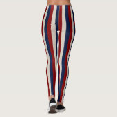 Rode witte blauw-lederen Stripes-LEGGINGS Leggings (Achterkant)