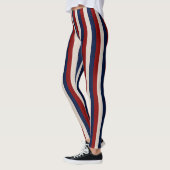 Rode witte blauw-lederen Stripes-LEGGINGS Leggings (Links)