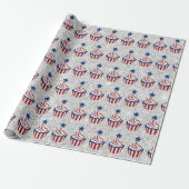Rode, Witte, Blauwe 4 Juli Cupcake Glitter Cadeaupapier (Uitgerold)