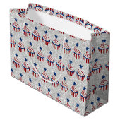 Rode, Witte, Blauwe 4 Juli Cupcake Glitters Groot Cadeauzakje (Achterkant Gekanteld)