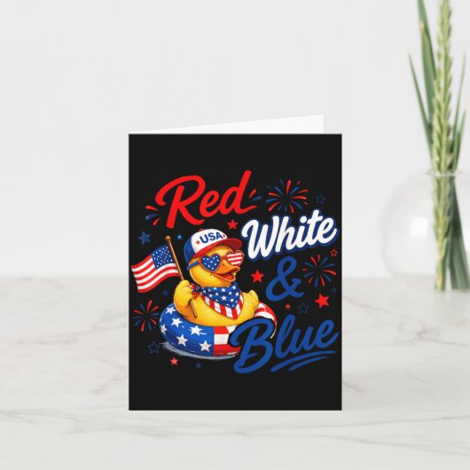 Rode Witte Blauwe 4 juli Rubberen Eend Amerikaanse Kaart (Voorkant)