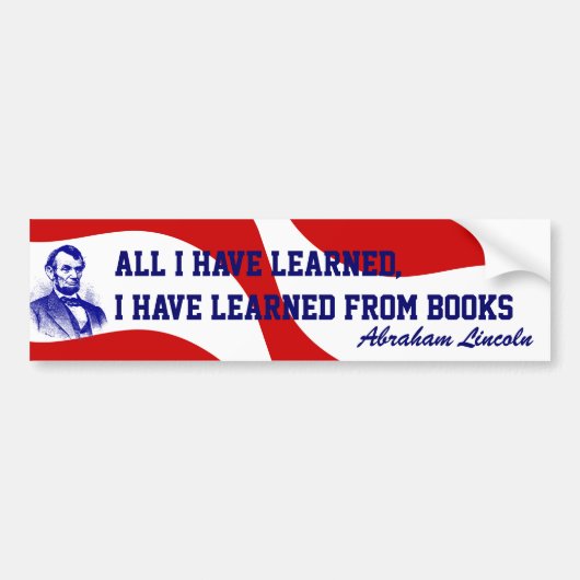 Rode witte blauwe Abraham Lincoln Edu Bumpersticke Bumpersticker (Voorkant)