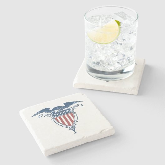 rode witte blauwe Amerikaanse adelaar sterren Stenen Onderzetter (Zijkant)