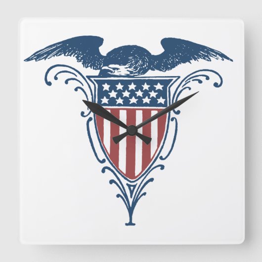  rode witte blauwe Amerikaanse adelaar sterren Vierkante Klok (Voorkant)