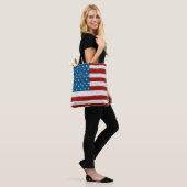 RODE WITTE BLAUWE AMERIKAANSE VLAG OP HOUT TOTE BAG (Op model)