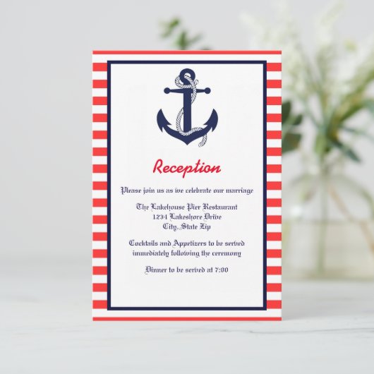 Rode Witte & Blauwe Anker - Ontvangst Uitnodiging (Staand voorkant)