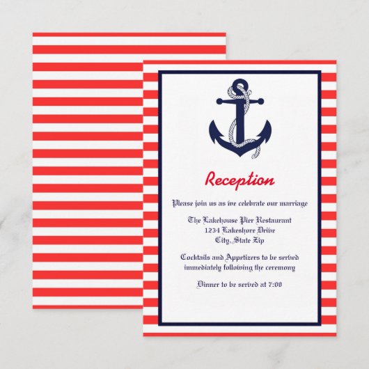 Rode Witte & Blauwe Anker - Ontvangst Uitnodiging (Voorkant / Achterkant)