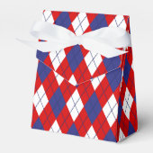 Rode, witte, blauwe Argyle 1-FAVOR BOX tent Bedankdoosjes (Voorkant Zijde)