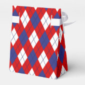 Rode, witte, blauwe Argyle 1-FAVOR BOX tent Bedankdoosjes (Achterkant)