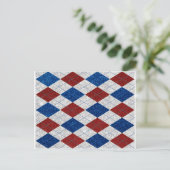Rode, Witte & Blauwe Argyle 4 Juli Glitter Briefkaart (Staand voorkant)