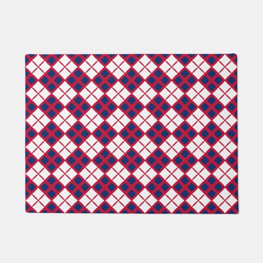Rode, Witte & Blauwe Argyle Deurmat (Voorkant)