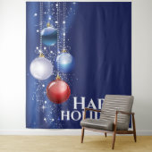 Rode witte blauwe ballen met kerstcadeautjes wandkleed (In situ)