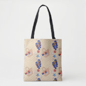 RODE WITTE BLAUWE BEACH EN SUMMER OBJECTEN TOTE BAG (Voorkant)