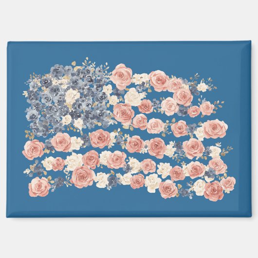 Rode Witte Blauwe Bloemen Magneet (Voorkant)