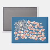Rode Witte Blauwe Bloemen Magneet (Voorkant / Achterkant)