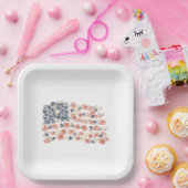 Rode Witte Blauwe Bloemen Papieren Bordje (Feest)
