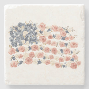 Rode Witte Blauwe Bloemen Stenen Onderzetter