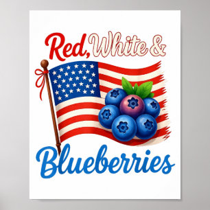 Rode Witte Blauwe Bosbessen Grappig Patriottisch U Poster