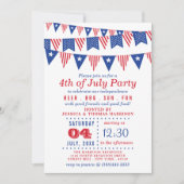 Rode, Witte & Blauwe Buntingvlaggen 4e Juli Feestj Kaart (Voorkant)