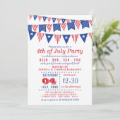 Rode, Witte & Blauwe Buntingvlaggen 4e Juli Feestj Kaart (Staand voorkant)