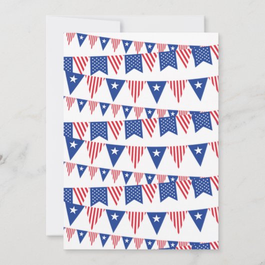 Rode, Witte & Blauwe Buntingvlaggen 4e Juli Feestj Kaart (Achterkant)