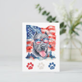 Rode Witte Blauwe Cane Corso Hond Grappig 4 Juli Feestdagenkaart (Staand voorkant)