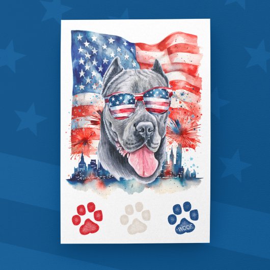 Rode Witte Blauwe Cane Corso Hond Grappig 4 Juli Feestdagenkaart