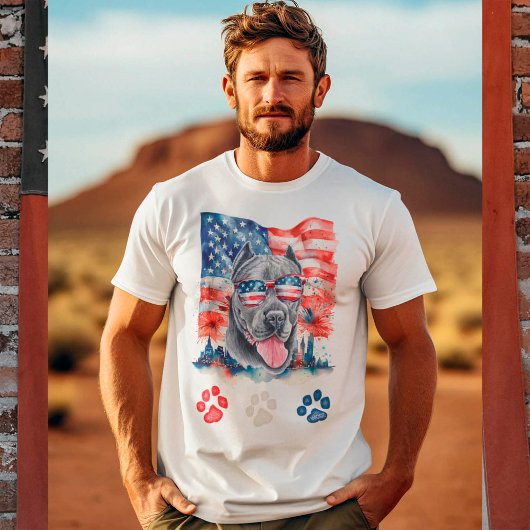Rode Witte Blauwe Cane Corso Hond Grappig 4 Juli T-shirt