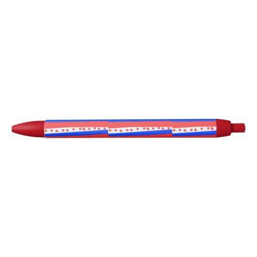 Rode Witte Blauwe Cirkels Strepen Inkt Pen (Voorkant)