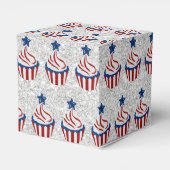 Rode, Witte & Blauwe Cupcake 4 Juli Glitter Bedankdoosjes (Achterkant)