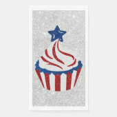 Rode, Witte & Blauwe Cupcake 4 Juli Glitter Servet (Voorkant)