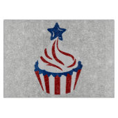 Rode, Witte & Blauwe Cupcake 4 Juli Glitter Snijplank (Voorkant)